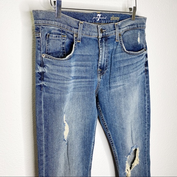 NWOT 7 For All Mankind Slimmy Distressed Jeans - Picture 2 of 5